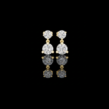 Dual Brilliance Round Moissanite Diamond Drop Earrings with Graduated Two Stone Design