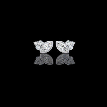 1.00 CT Exquisite Marquise Moissanite Diamond Cluster Stud Earrings in Bezel Setting for Timeless Elegance