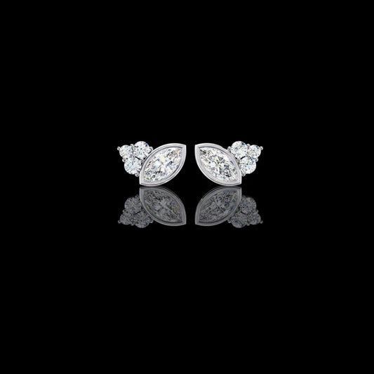 Exquisite Marquise Lab Grown Diamond Cluster Stud Earrings in Bezel Setting for Timeless Elegance