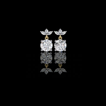 1.84 CT Luxury Round Cut Moissanite Diamond Drop Earrings with Marquise Cut Crystal Floral Top Cluster