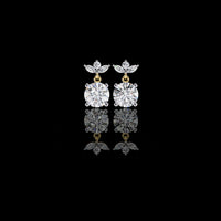 4.00 CT Luxury Round Cut Moissanite Diamond Drop Earrings with Marquise Cut Crystal Floral Top Cluster