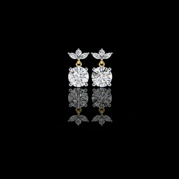 4.00 CT Luxury Round Cut Moissanite Diamond Drop Earrings with Marquise Cut Crystal Floral Top Cluster