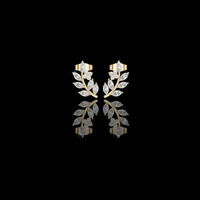 Charming Moissanite Diamond Marquise Cut Leaf Climber Earrings Nature Inspired