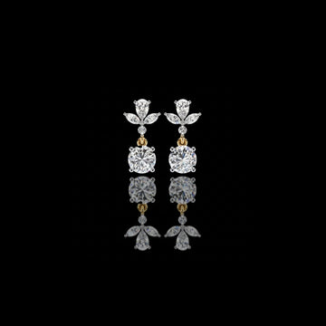 0.83 CT Elegant Pear and Marquise Cut Floral Cluster Drop Moissanite Earrings with Round Solitaire Dangles