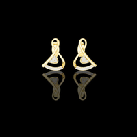 Modern Infinity Loop Round Moissanite Diamond Stud Earrings with Curved Pave Arc