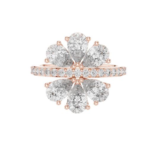 Pear Cut Floral Cluster Lab Diamond Statement Ring