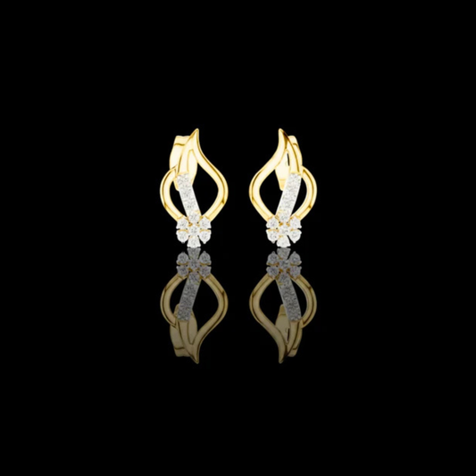 Imperial Flame Curve Round Lab Diamond Cluster Earrings with Flowing Open Silhouette