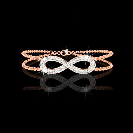 0.38 TCW Elegant Rose Gold Infinity Chain Bracelet Lab Diamond stands Symbol of Eternal Love