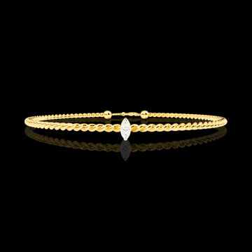 Minimalist Marquise Moissnaite Diamond Twisted Rope Bangle For Her
