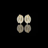 Luxurious Pavé Leaf Round Moissanite Diamond Stud Earrings with Sculpted Brilliance