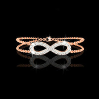 Round Cut Moissanite Diamond Double Chain Infinity Bracelet