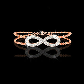 Round Cut Moissanite Diamond Double Chain Infinity Bracelet