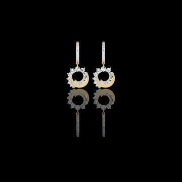Luminous Crescent Sparkle Hoop Drop Earrings with Brilliant Round Moissanite Diamond