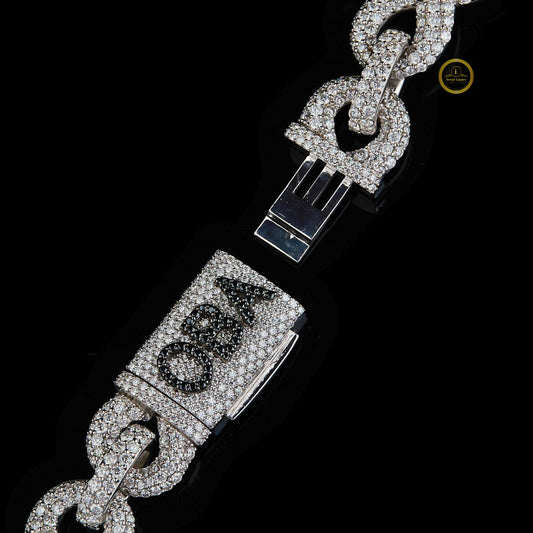 Hip Hop Culture Inspired Repeating Pattern Statement Chain Set with Lab Diamonds