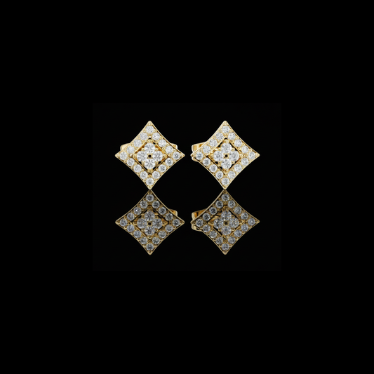 Luxurious Square Round Lab Diamond Stud Earrings with Multi Stone Brilliance
