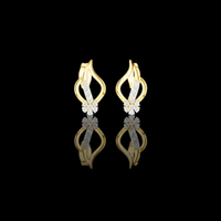 Imperial Flame Curve Round Moissanite Diamond Cluster Earrings with Flowing Open Silhouette