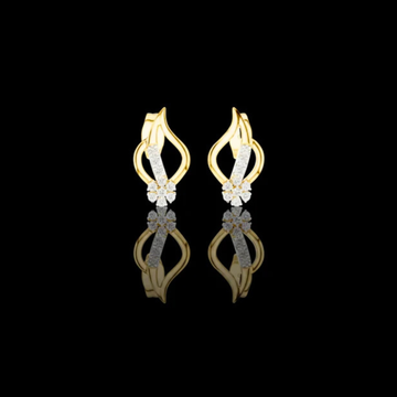 Imperial Flame Curve Round Moissanite Diamond Cluster Earrings with Flowing Open Silhouette