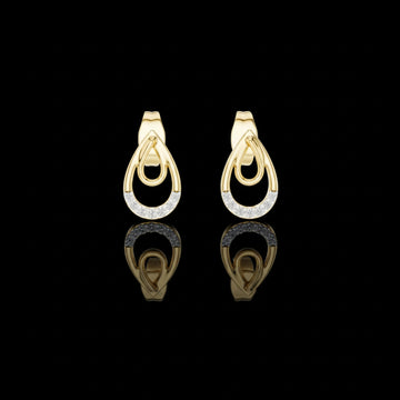 0.076 TCW Iconic Loop Moissanite Round Diamond Gold Stud Earrings with Interlinked Teardrop Elegance