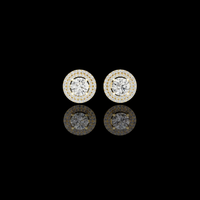 Radiant Aura Round Moissanite Diamond Stud Earrings with Double Halo Setting
