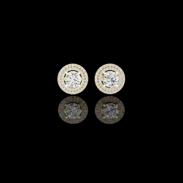 Radiant Aura Round Moissanite Diamond Stud Earrings with Double Halo Setting