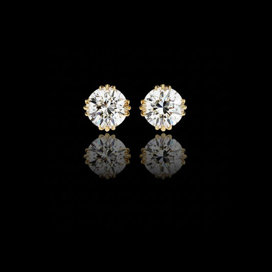 Luxury Radiant Round Cut Lab Diamond Solitaire Stud Earrings in Elegant Prong Setting