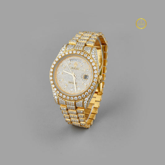 Exquisite Fully Iced-Out Moissanite Diamond Timepiece with Pave Set Dial