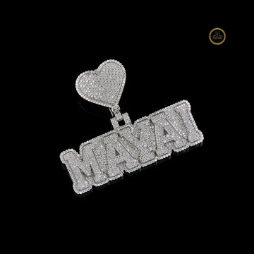 Custom Diamond Name Pendant with lab Grown Diamond Heart Charm
