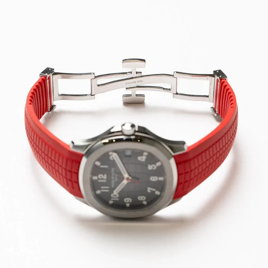 Black Dial Automatic Sports Watch with Red Rubber Strap