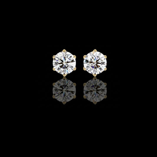 Premium Elegant Six Prong Round Cut Lab Diamond Solitaire Earrings for Her
