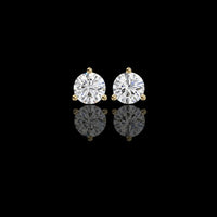 2.57 TCW Premium Lab Grown Round Diamond Stud Earrings Luxury Gift with Classic Three Prong Setting