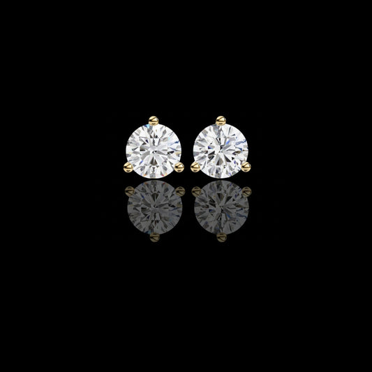 2.57 TCW Premium Lab Grown Round Diamond Stud Earrings Luxury Gift with Classic Three Prong Setting