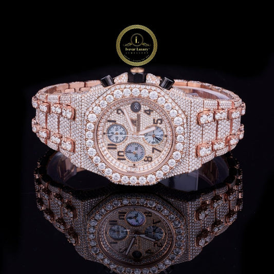Full Iced Out Diamond Chronograph Watch with Big Date & Pave Link Band