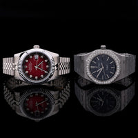 Ivevar Crimson Prestige Duo Ruby Dial Luxury Watch Moissanite Diamond Bezel Timepiece Collection
