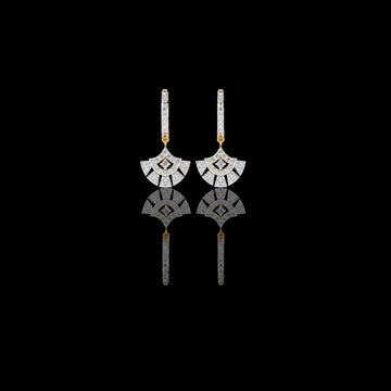 0.48 TCW Classic Geometric Fan Shaped Pave Round Cut Moissanite Diamond Drop Earrings Subtle Shine