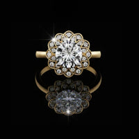 Floral Inspire Round Cut Moissanite Diamond Ring