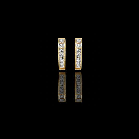 0.83 TCW Elegant Gold Vertical Bar Earrings Featuring Channel Set Princess Moissanite Diamond for a Modern Look