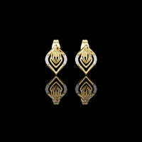 Layered Leaf Round Moissanite Diamond Geometric Stud Earrings with Pavé Detail