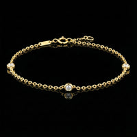 Three Bezel Set Round Moissanite Diamond Station Bracelet