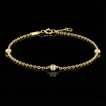 Three Bezel Set Round Moissanite Diamond Station Bracelet