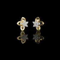 Celestial Floral Knot Round Moissanite Diamond Stud Earrings with Cluster Petals
