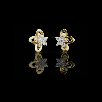 Celestial Floral Knot Round Moissanite Diamond Stud Earrings with Cluster Petals