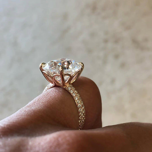 Cushion Cut Lab Grown Diamond Pave Engagement Ring