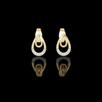 Iconic Loop Moissanite Round Diamond Stud Earrings with Interlinked Teardrop Elegance