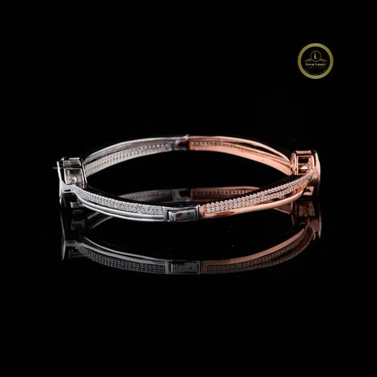 Eye Shape Lab Grown Diamond Two-Tone Crossover Bangle Bracelet
