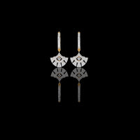 Geometric Fan Shaped Pave Round Cut Moissanite Diamond Drop Earrings