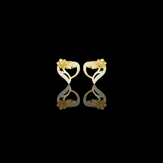 0.14 TCW Lovely Moissanite Heart Shaped Diamond Rose Earrings Romantic Fine Jewelry For Mine
