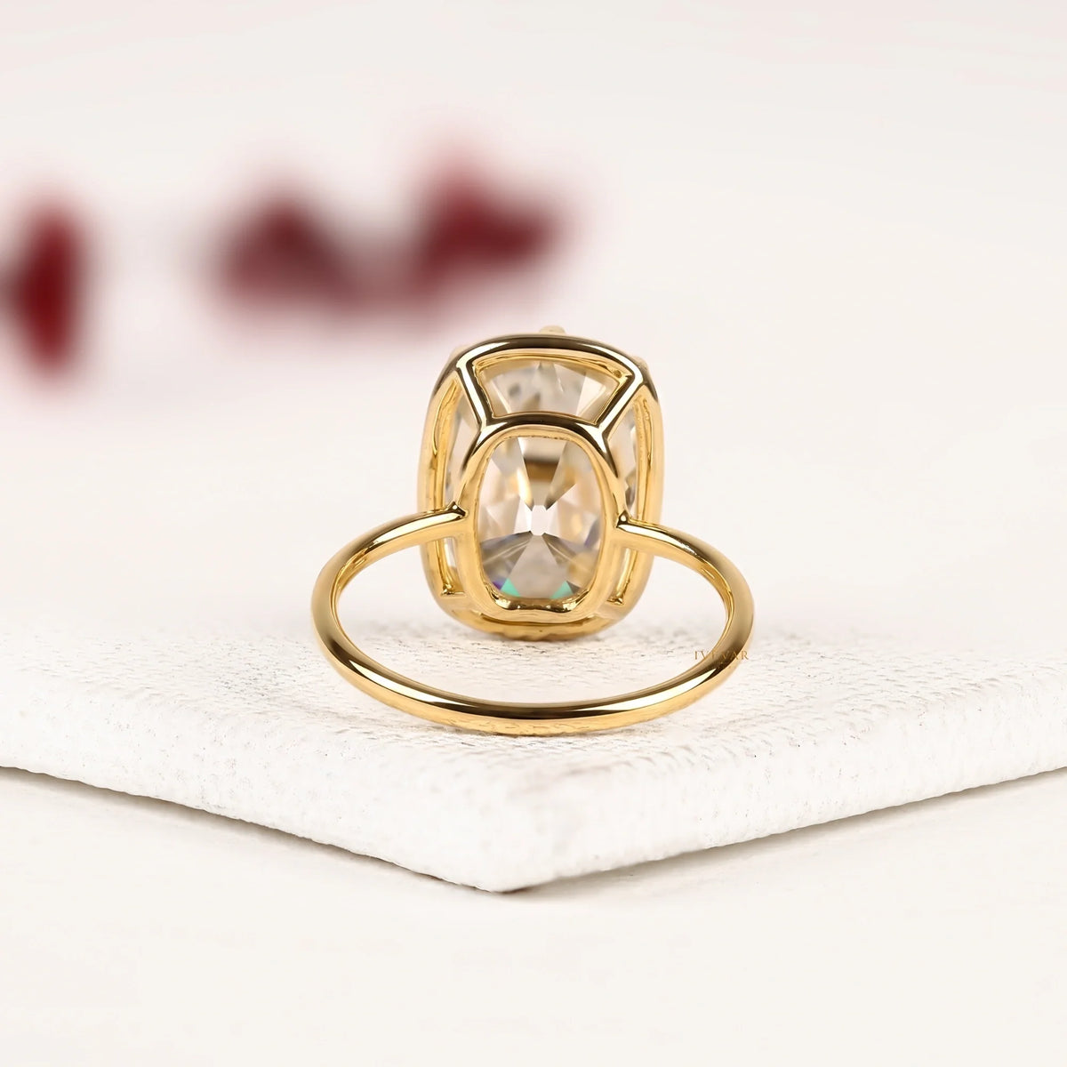 Cushion Cut Lab Diamond Seven Prong Solitaire Engagement Ring