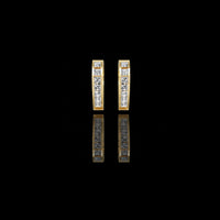Channel Moissanite Diamond Princess Cut Huggie Hoop Earrings