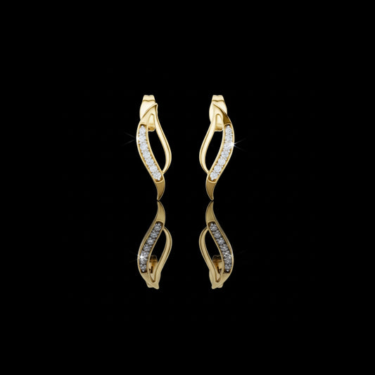 0.14 TCW Serenova Curve Moissanite Diamond Gold Stud Earrings with Fluid Open Arc Design For Gift
