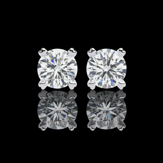 Gilded Affection Handcrafted Moissanite Diamond Round Studs for a Timeless Touch